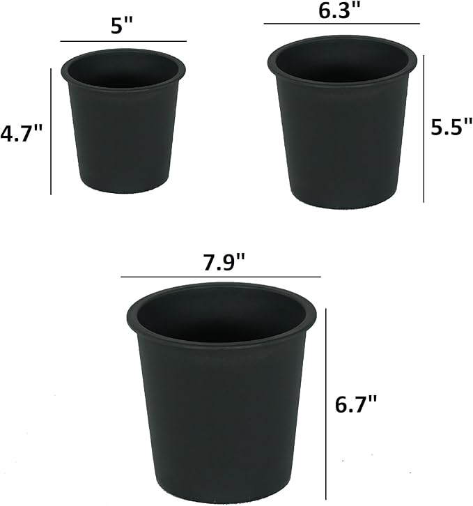5 Round Plant Pot GPlastic Pots with Drainage (5 Pack)
