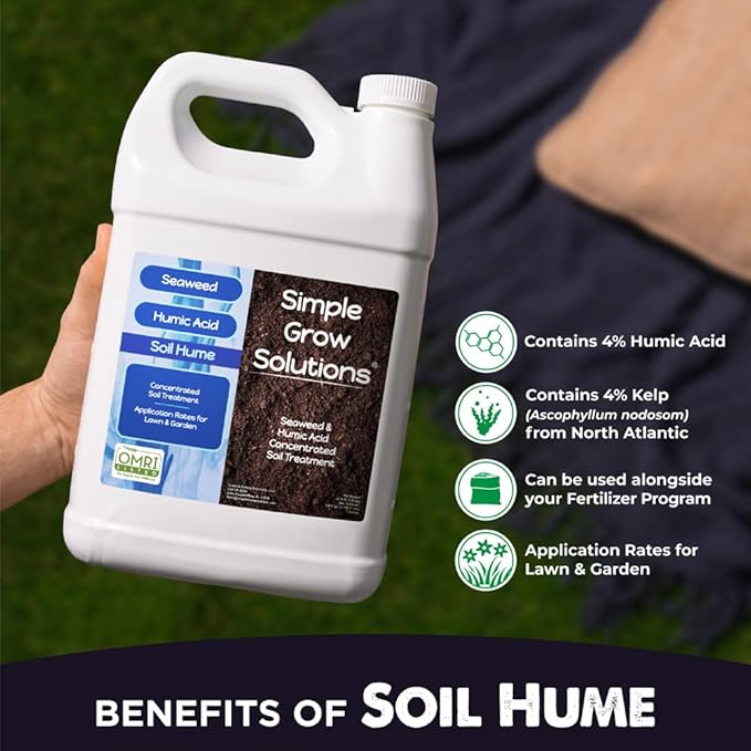 Organic Super Seaweed Humic Acid Blend- Liquid Sea Kelp for Grass and Plants - Soil Hume - Simple Grow Solutions- Natural Lawn &amp Garden Concentrated Treatment- Use with Fertilizer Program (128 Oun