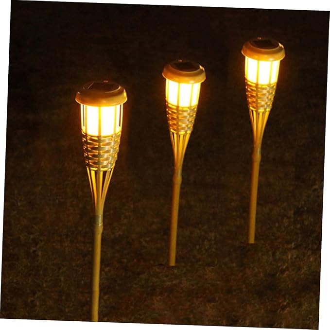 TEHAUX 2Pcs Solar Torch Lights for Outdoor Garden Warm Light Landscape Pathway Solar Spike Spotlights for Courtyard and Park Lighting