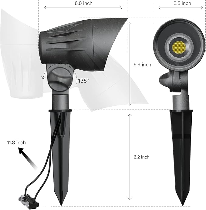 VENUS MANUFACTURING 12PK Outdoor Low Voltage Landscape Lights Kits with 8 Pack Black 0.6 Watt 22 Lumen LED 12V Path Light &amp 4 Pack 5 Watt 400 Lumen Spotlights and for Pathway Sidewalk Light