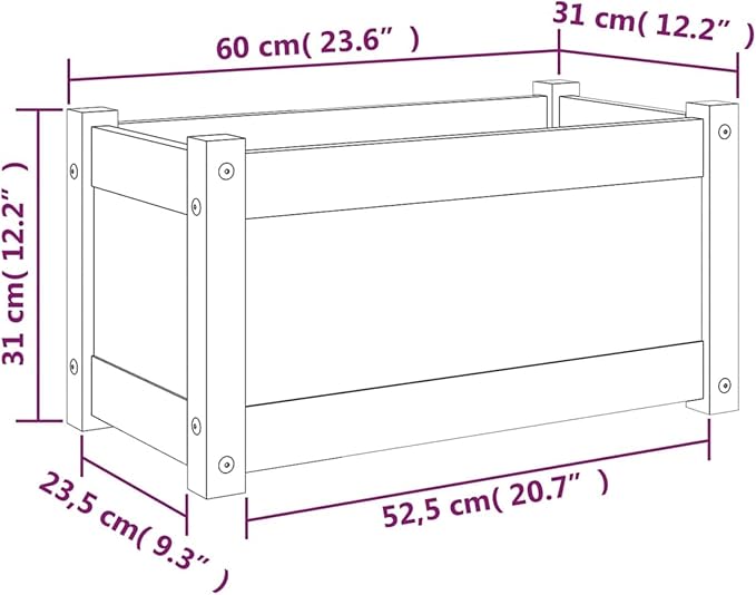 Raised Bed Wood Raised Beds for Garden Wooden Raised Bed Planter Raised Bed Wood Brown Herb Bed Wood Flower Box Flower Box Flower Tub Garden Planter 60 x 31 x 31 cm