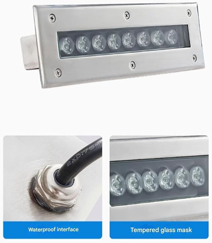 Underground Light LED - Rectangular Linear Lighting Tool /24V Outdoor Recessed LED Light Source Pavement Landscape Stair Beam IP67 Waterproof Corridor Aisle Red 12w