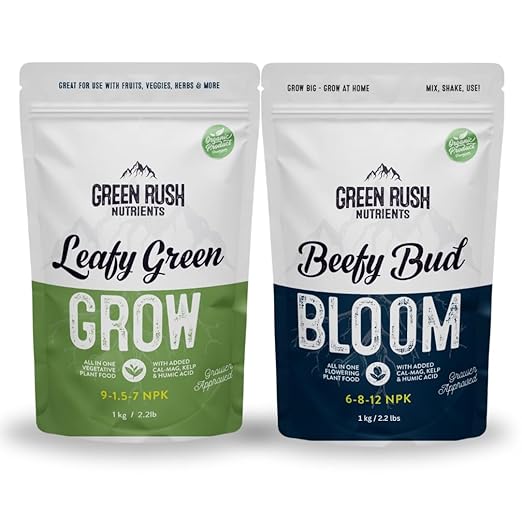 Organic Veg to Harvest Double Pack – Indoor &amp Outdoor Fertilizer for Leafy Greens Vegetables Herbs &amp More – Grow &amp Bloom Combo (1000g - 8 Plants)