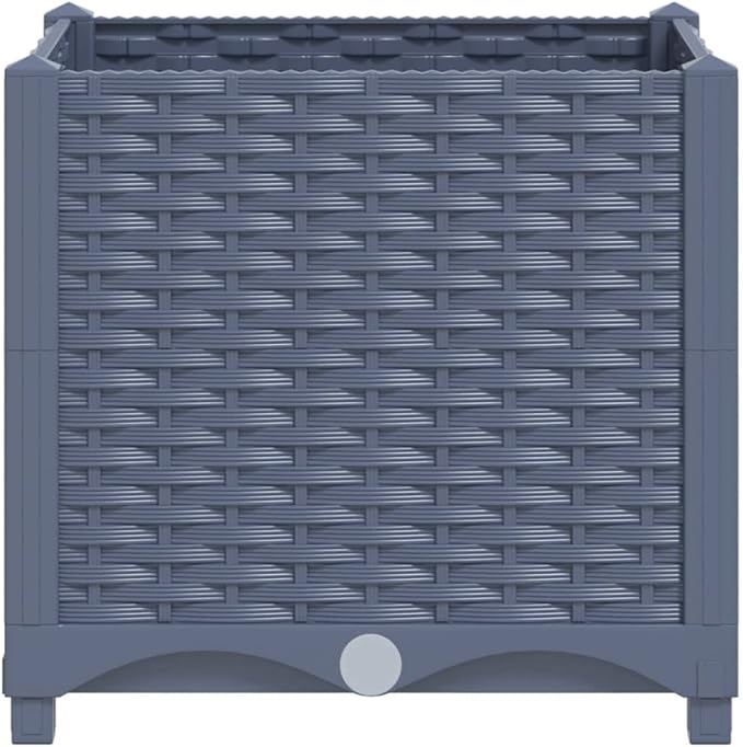 vidaXL Raised Bed 15.7x15.7x15 Polypropylene – Square Gray Outdoor Use – DIY Assembly Required – Ideal for Garden Balcony or Patio