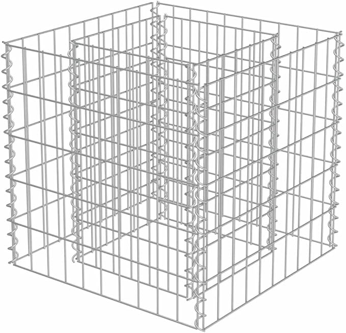 Gabion Raised Bed Silver Galvanized Steel Planter for Outdoor Plants 19.7x19.7x19.7 Inch Cubic Garden Bed Durable Metal Steel Raised Garden Beds