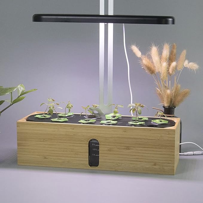 Indoor Gardening Kit Hydroponics Growing System Kit W/LED Plant Grow Light Smart Hydroponics Garden Lights Sprout LED Light Nature Bamboo e Nutrients Seeds Not Included
