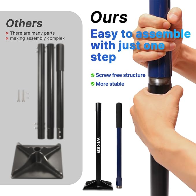 WIKER 8x8 Inch Steel Ground Tamper 48 Heavy Duty Hand Tamper Tool for Soil Compaction Dirt Leveling Landscaping Yard Garden and Paver Projects - No Loose Bolts Design