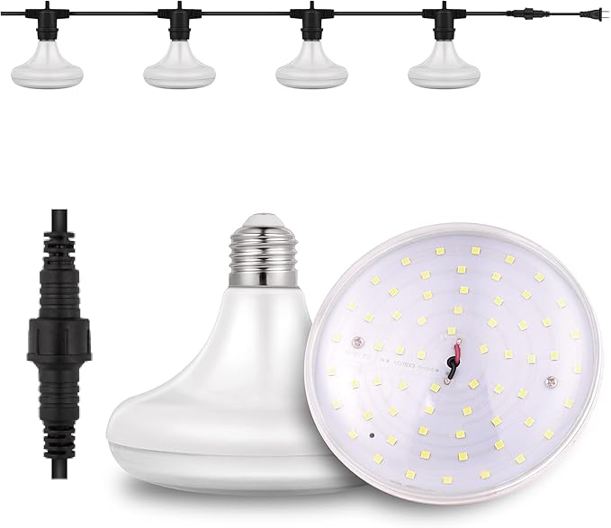 OmniHW 24 ft Full Spectrum LED Grow String Light- 12 Bulbs with 2ft Spacing for Plants Veg Flowers &amp Seedling in Greenhouse Indoor &amp Outdoor- 120 Hi- Efficacy Large Lightning Area&amp Waterpr