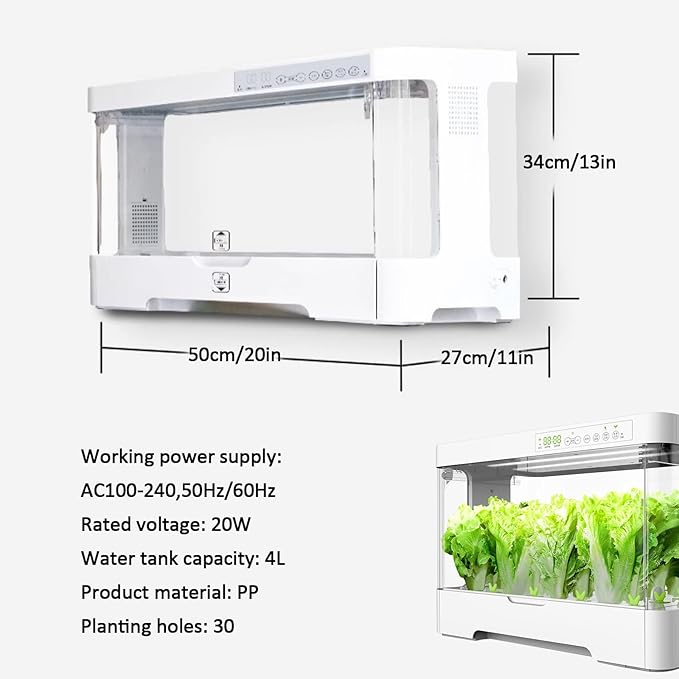 Hydroponics Growing System 30 Holes Aeroponic Tower Kit with 20W LED Grow Light 4L Water TankVertical Hydroponic Garden Tower for Home Kitchen Gardening