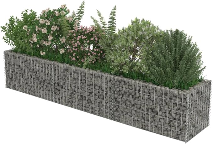 Gabion Raised BedRaised Bed Outdoor Garden Stone Basket Planter Raised Vegetable BedSteel Garden Decoration Galvanized Steel 106.3x19.7x19.7