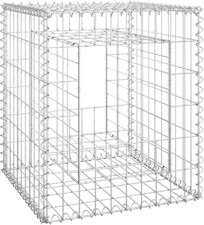 Galvanized Steel Gabion Basket Post/Planter Raised Bed Gabion Raised Bed to Fill with Rocks or Gravel Stable Durable Gabion Post 19.7x19.7x23.6 -AA