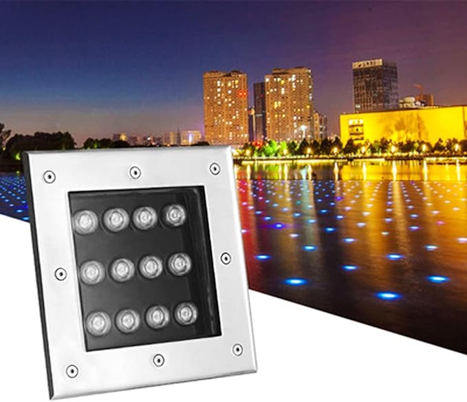 Square Recessed LED Underground Light Spotlight Stainless Steel Outdoor IP65 Waterproof Landscape Lights for Garden Bridge Pathway Lighting