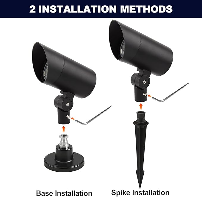 Led Landscape Outdoor Spot Light with Anti-Glare Cap - Heavy Duty Waterproof IP67 24V Accent Light Adjustable Mount RGB Thickened Aluminum Spotlight for BLDG Yard Garden Tree