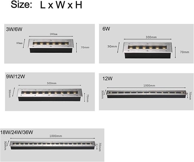 Recessed Outdoor Spotlights - Ground LED Landscape Lights 220V LED Buried Lights IP67 Waterproof Ground Spotlight for Outdoors Terraces Gardens Lighting(White12W(500mm))