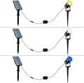 T-SUNUS 3 Pack Solar Landscape Spotlights Solar Garden Spot Light IP65 Waterproof 9.8ft Cable Separated Solar Panel Garden Driveway Pathway Pool Area(Warm White 3000K &amp White 6000K &amp Blue)