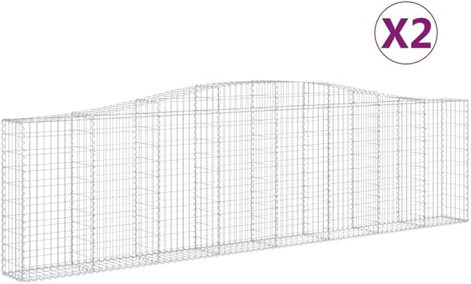 Crescent Gabion Basket Set of 2 Large 157.5x157.5x47.2 in Galvanized Iron Planter Box Outdoor Industrial Raised Garden Bed for Patio Yard Landscaping
