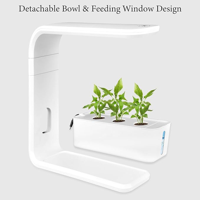 Hydroponics Growing System Indoor Herb Garden with 3 Kinds of Led Grow Light 10h Timer 3 Holes 3 Inch Adjustable Light Stand Transparent Water Level Smart Garden Hydroponic Indoor Black