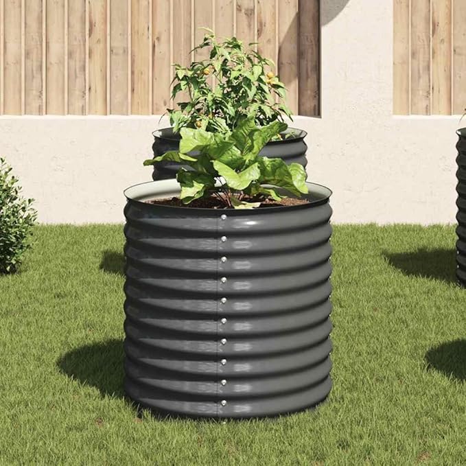 Metal Steel Garden Raised Bed for Gardening Metal Planter Box for Vegetables Fruits Flowers Easy Assembly 31.5x31.5x31.9 Gray-860