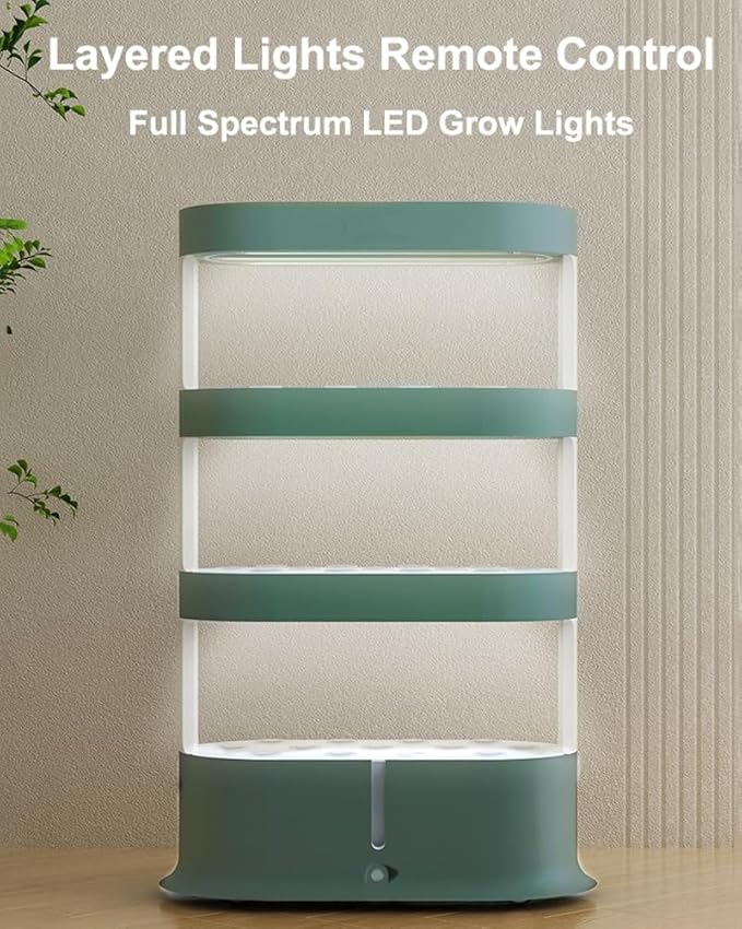 COYEUX Indoor Hydroponics System Automated LED Grow Lights Hydroponic Growing System with Remote Control for Herbs Fruits Vegetables White