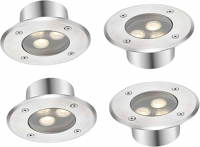4PCS IP68 Waterproof Submersible LED Pool Lights - 3W Ultra Thin Round Recessed Underwater Landscape Spotlights for Fountains &amp Ponds (Warm White AC 24V)