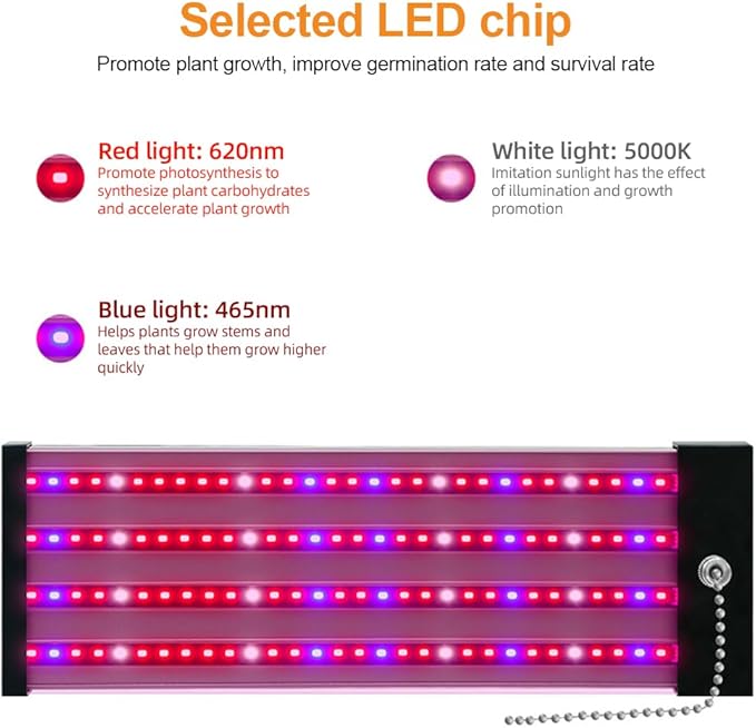 LED Grow s for Indoor Pls Full Spectrum Linkable 5000K Day/620nm Red/465nm Blue IP20 Waterproof Adjustable Height ing Indoor Pl s for Growth Seed Stang