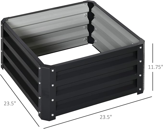 2 Piece Galvanized Raised Garden Bed 2' x 2' x 1' Metal Planter Box for Growing Vegetables Flowers Herbs Succulents Gray