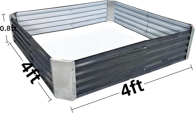Galvanized Raised Garden Bed Outdoor Metal Quadrilateral Planter Box Deep Root Planters Boxes 3.93ft x 3.93ft Suitable for Plants Flowers Vegetables Herbs Fruits Dark Grey