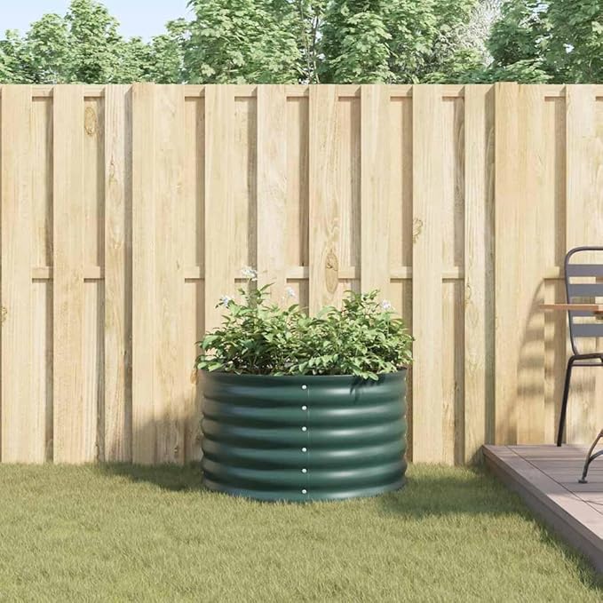 Metal Steel Garden Raised Bed for Gardening Metal Planter Box for Vegetables Fruits Flowers Easy Assembly 31.5x31.5x17.3 Green -715