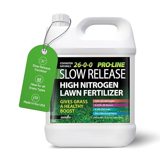 Covington ProLine 26-0-0 NPK Liquid Lawn Slow Release Fertilizer (32oz) – High Nitrogen Lawn Food for Summer Growth – Promotes Deep Green Color &amp Resilient Turf – Ideal for Heat-Stressed Lawns