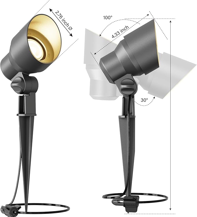 VENUS MANUFACTURING 24 Pack Low Voltage Landscape Spotlight 3W LED Outdoor Landscape Lighting Kits 200 Lumen Black Waterproof Flood Lights 12V 3000K Warm White Metal Tree Lights for Garden &amp Yard