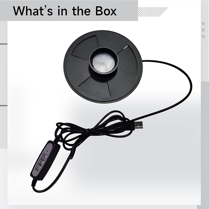 Usb Plant Growing Light With Timer 5 Watt White Led 15 Cm Glass Lamp Black Aluminum With 66.9 In Cord