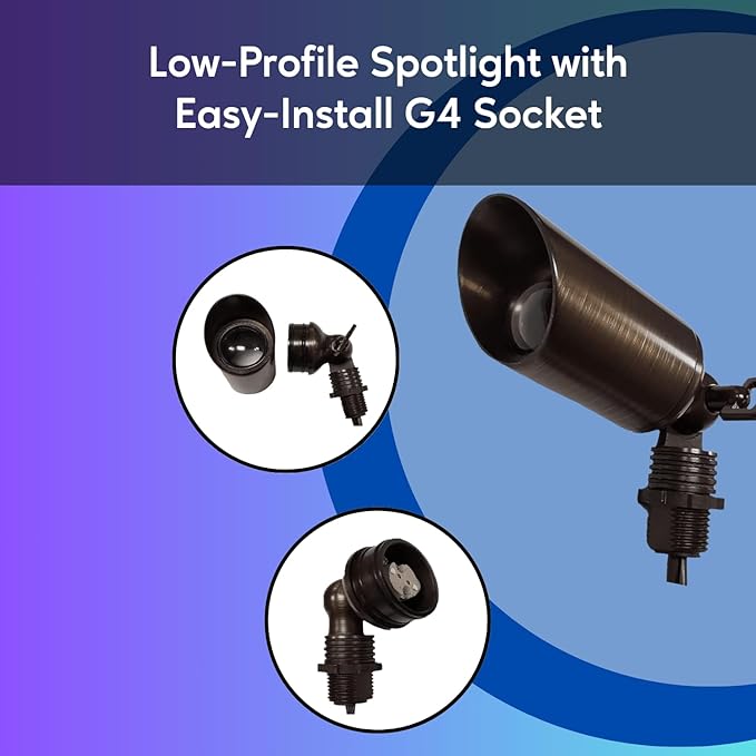 Ironsmith Lighting Products Adjustable Spot Light with Bronze Finish Lighting Fixture Solid Brass Construction Bi-Pin G4 Socket Spike Mount and LED Included