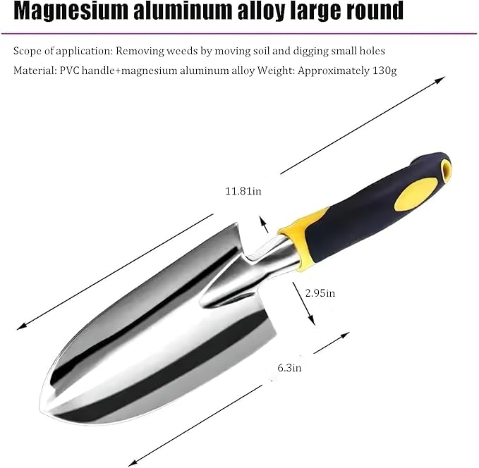 Garden Tool Set with Storage Bag 6-Piece Aluminum Alloy Hand Tools Ergonomic Handles Includes Trowel Pruner Cultivator Fork