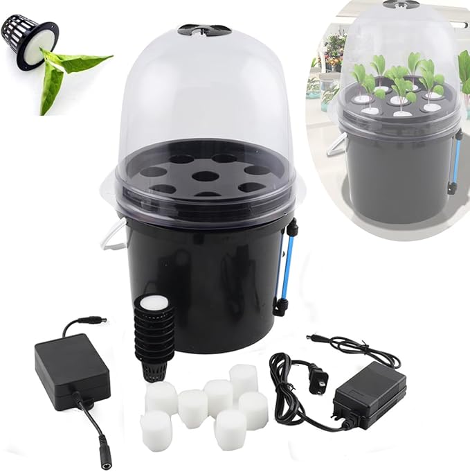 LALABU Hydroponics Growing System Fog Seedling Box 8 Holes 5L Bucket Hydroponic Equipment Seedling Cultivation Hydroponics Planting Growing Kit Soilless Cultivation Grow Cup Box for Lettuce Vegetable
