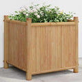 Natural Bamboo Raised Planter Box 15.7 in Cube Indoor Outdoor Elevated Garden Bed for Flowers Herbs Vegetables Beige Patios Balconies and Living Rooms