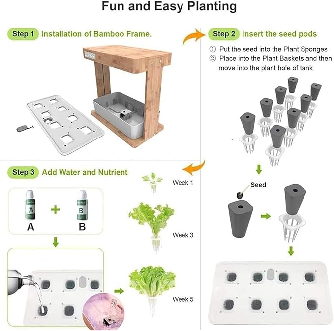 Hydroponics Growing System Indoor Garden with LED Light Auto Timer Herb Garden Kit Indoor Hydroponic Planter Gardening Gifts for Women