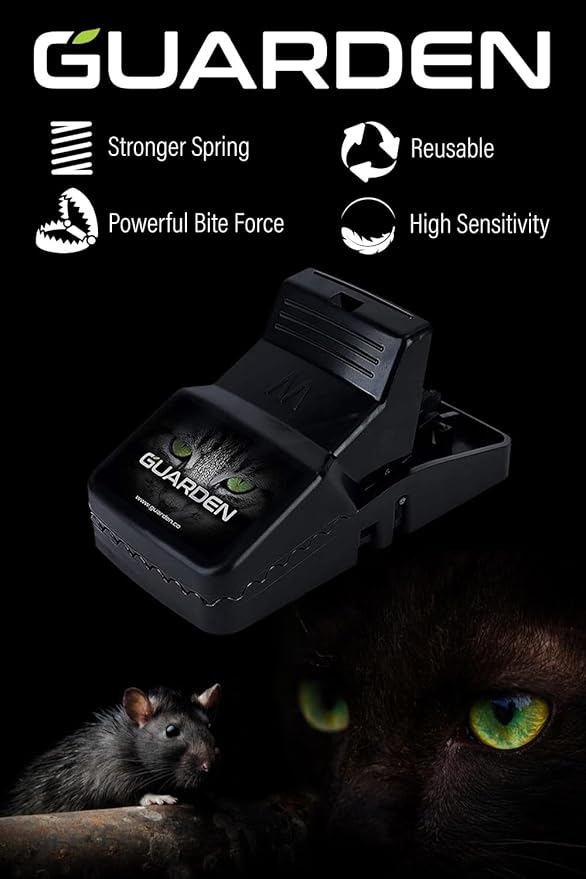 Rat Trap Six Pack - Indoor and Outdoor Traps for Mice Voles Rats Chipmunks - Easy to Set Powerful Snap Quick Kill - by Guarden