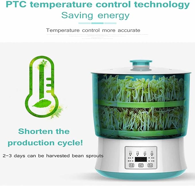 Automatic Bean Sprouting Machine with 3 Germination Tanks LED Display and Time Control 360 Degree Spray System