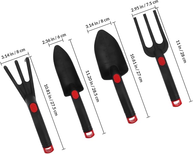 Mini Garden Tool Set for Yard Working – 4pcs Ergonomic Hand Tools Kit with Trowel Rake and Spade for Gardening Enthusiasts