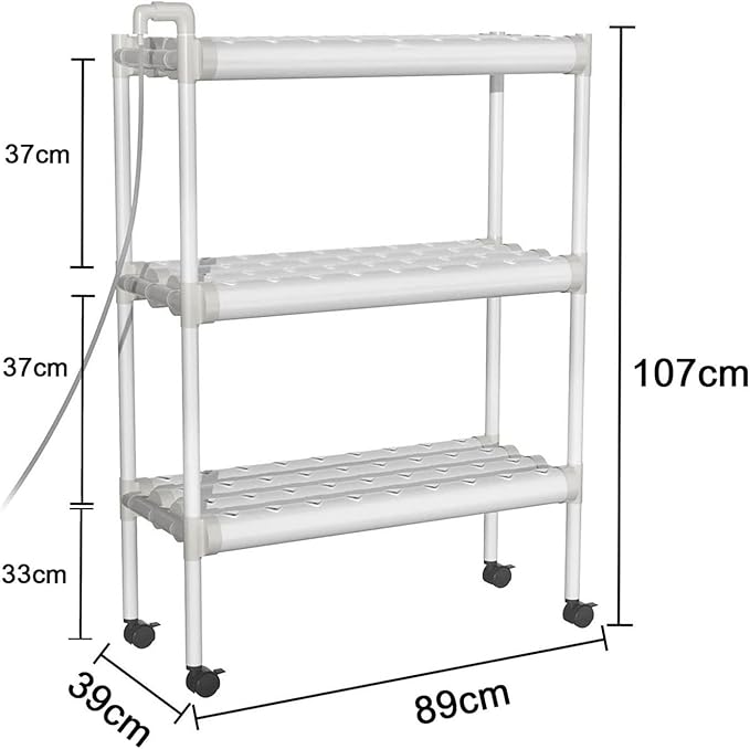 Hydroponic Tower Growing Sytem Planting Sites 3 Layers Horizontal Hydroponic System Grow Kit with 12V Water Pump Garden Plant Vegetable Planting Grow Box Easy to Install and Operate