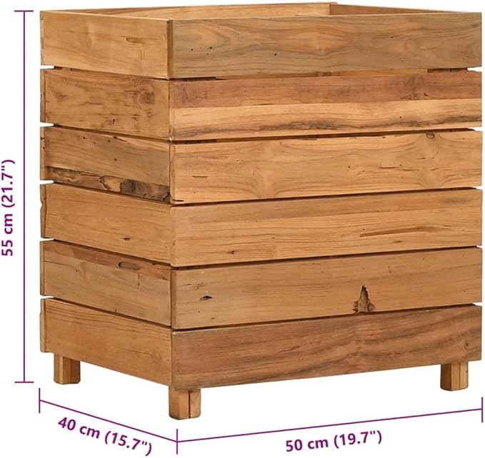 Raised Bed Garden beds Outdoor Planter Boxes Outdoor Garden Planter Suitable for Flowers Restaurants Backyard Patios 19.7x15.7x21.7 Recycled Teak Wood and Steel