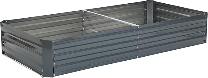 LuxenHome Galvanized Raised Garden Bed Kit 6x3x1ft Raised Garden Bed Outdoor Rectangular Metal Gardening Planter Box Large Plant Pot Planting Bed Gardening Tools for Vegetables Flowers Herbs