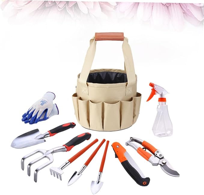 BESPORTBLE 10pcs Aluminium Alloy Garden Tool Set Portable Gardening Supplies for Planting Weeding and Cultivating Flowers and Vegetables