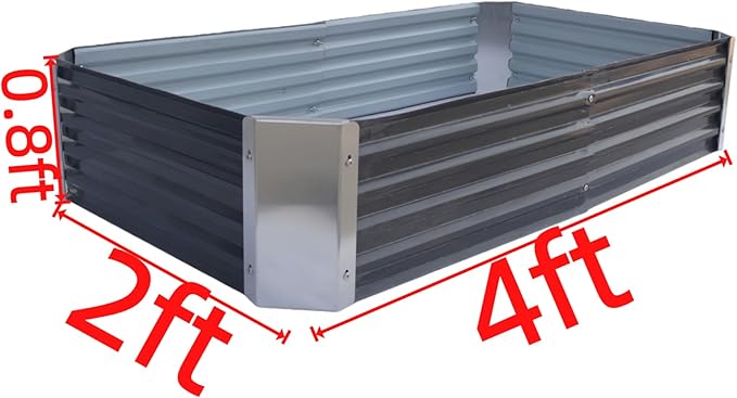 4ft x 2ft Galvanized Raised Garden Bed Horticultural Planting Box Metal Planter Boxes Outdoor Suitable for Plants Flowers Vegetables Herbs Fruits Dark Grey