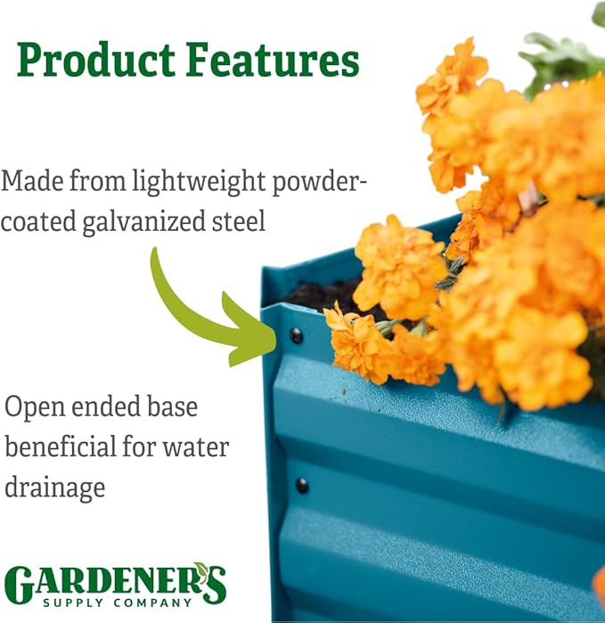 Gardener's Supply Company Metal Raised Garden Bed | Sturdy Corrugated Galvanized Steel Outdoor Planter Box Extra Deep for Rooted Plants Herbs &amp Vegetables | 34 W x 68 L x 12 H