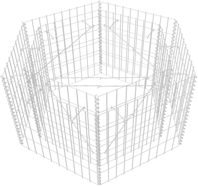 vidaXL Gabion Basket Hexagonal Galvanised Steel Gabion Planter Gabion Raised Bed for Garden High Load Capacity 39.4x35.4x19.7