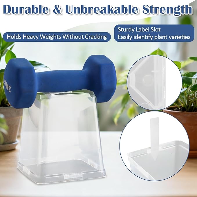 5.5 Inch Clear Square Nursery Pots with Drainage &amp Labels 30Pcs Reusable Seed Starter Pots for Vegetables Indoor Outdoor Gardening Thick Transparent Plastic Plant Pots for Seed Starting
