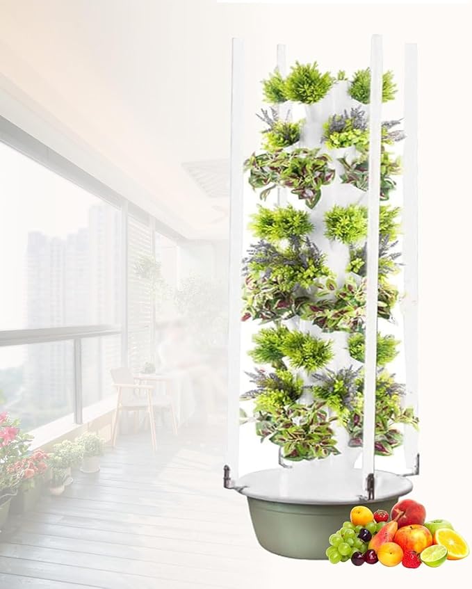 Vertical Hydroponic Tower Garden Hydroponic Growing System Aeroponic Grow Kit for Herbs Fruits and Vegetables with Hydration Pump Adapter Net Pots Timer for Fruits Vegetables and Herbs36pods