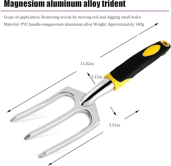 Garden Tool Set with Storage Bag 6-Piece Aluminum Alloy Hand Tools Ergonomic Handles Includes Trowel Pruner Cultivator Fork
