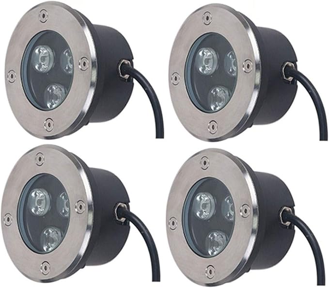 4PCS Ultra Thin LED Spotlight - 3W Waterproof Underwater Lighting Light IP68 Waterproof Outdoor LED Spot Light for Swimming Pool Recessed Garden Terrace Landscape Lights(Yellow3W(12V))